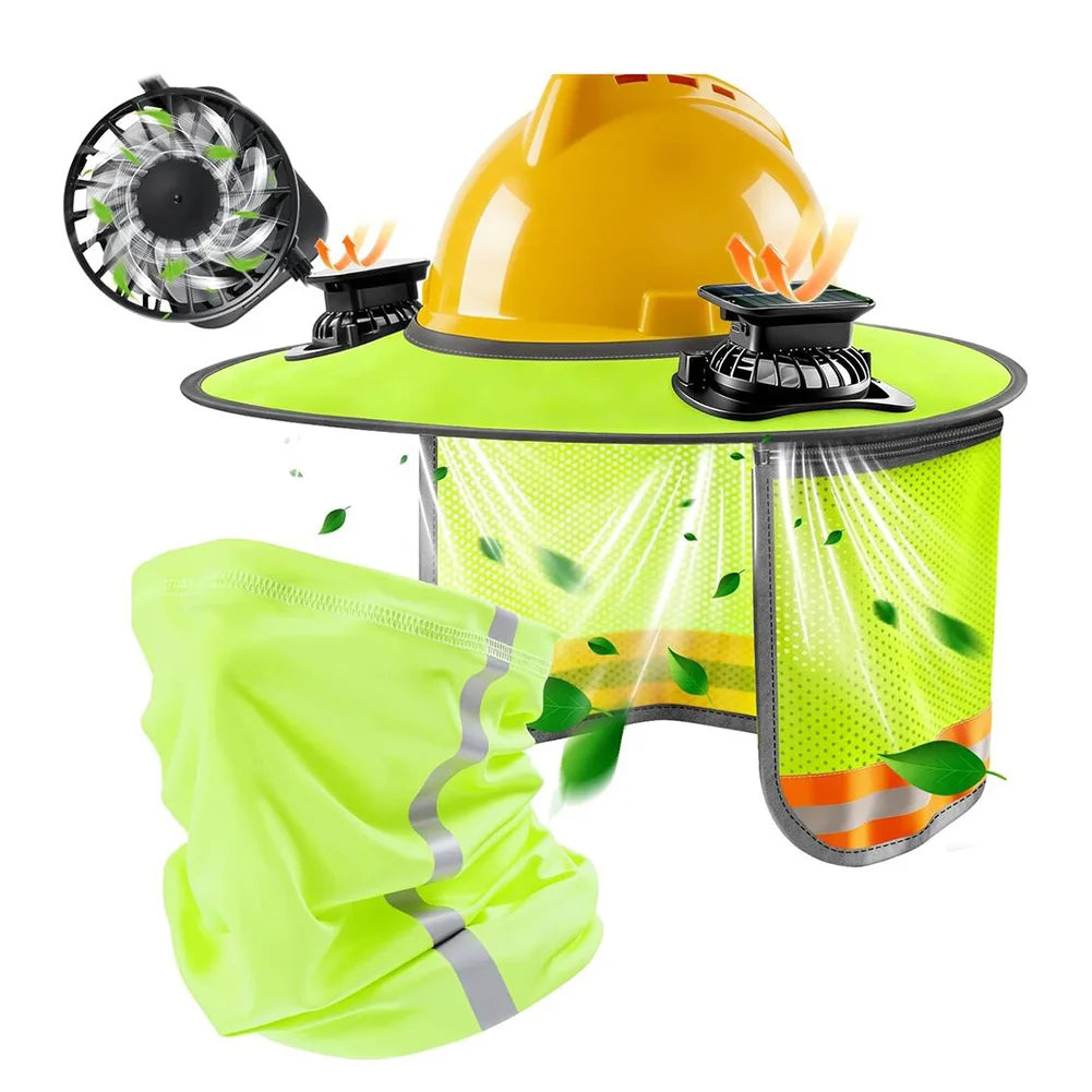 Hard Hat Sun Shade with Dual Cooling Fans for Construction Workers