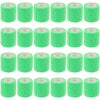 Rolls of bright green durable self-adhesive sports bandages.