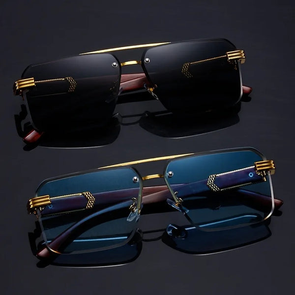 Rimless Rectangle Sunglasses for Men and Women