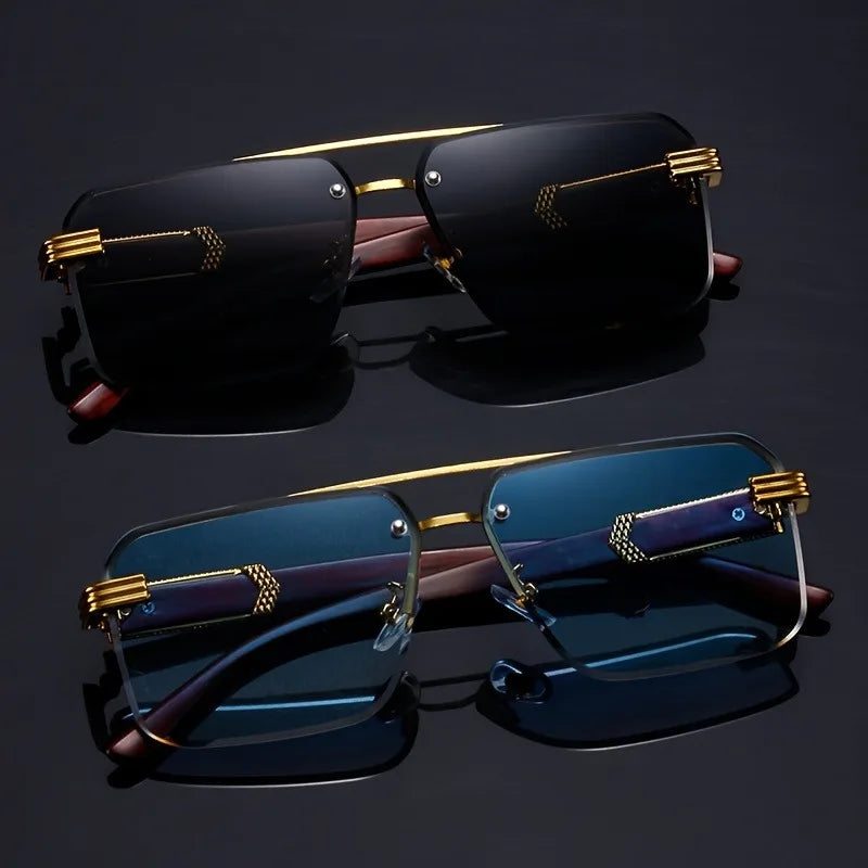 Rimless Rectangle Sunglasses for Men and Women