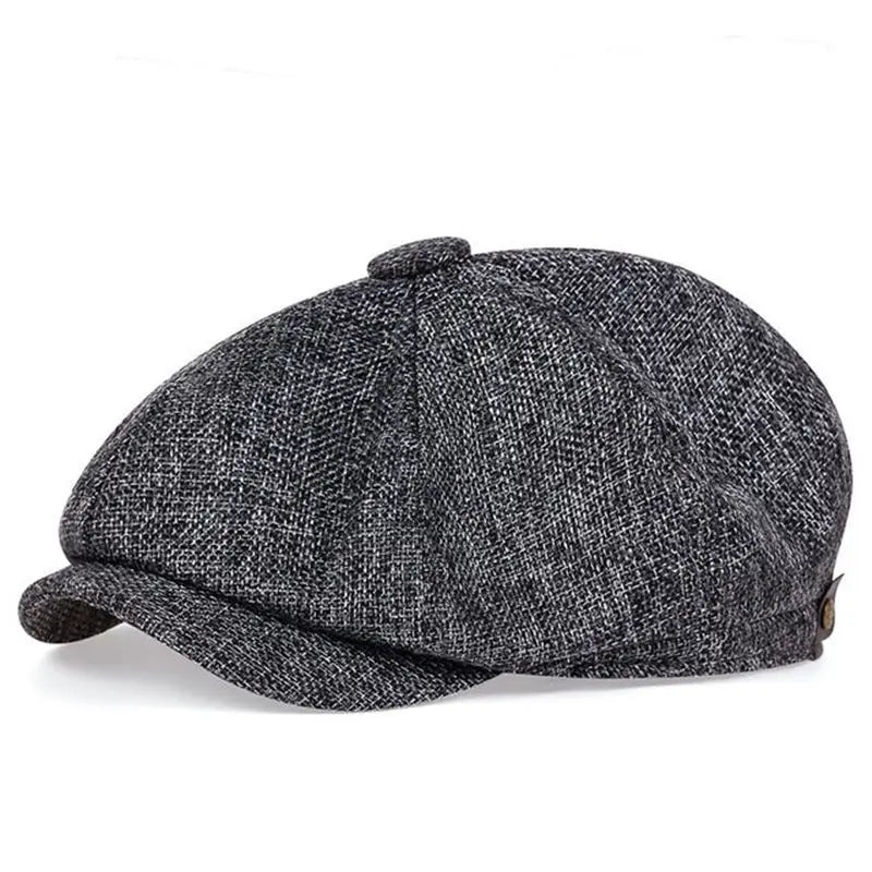 Unisex Linen Newsboy Cap – Retro Octagonal Beret
