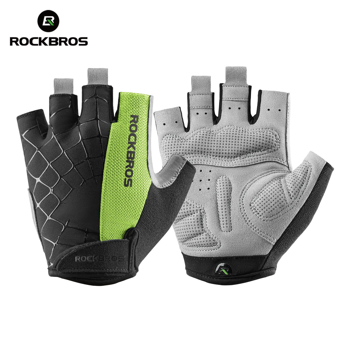 A pair of gray and black breathable cycling gloves for mountain biking riding