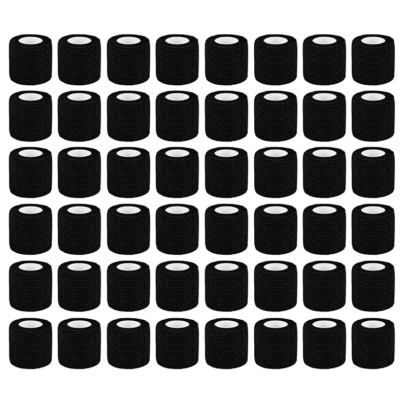 Una cuadrícula de vendas desechables para tatuajes anti-resbalantes negras de varios tamaños.