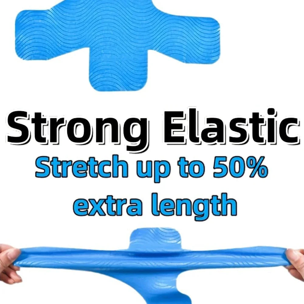 Blapesende elastisches Klebeband, das eine Hand beim Auftragen auf den Knöchel zeigt.