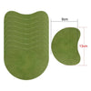 Green acupressure heat patches for neck and shoulder relief shown with dimensions.