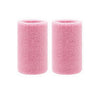 A pair of pink knitted wristbands designed for sweat absorption.