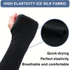 Black high elasticity ice silk fabric arm sleeve showing texture and stretch