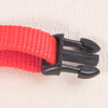 Red adjustable pet scarf with black clasps for dogs and kittens