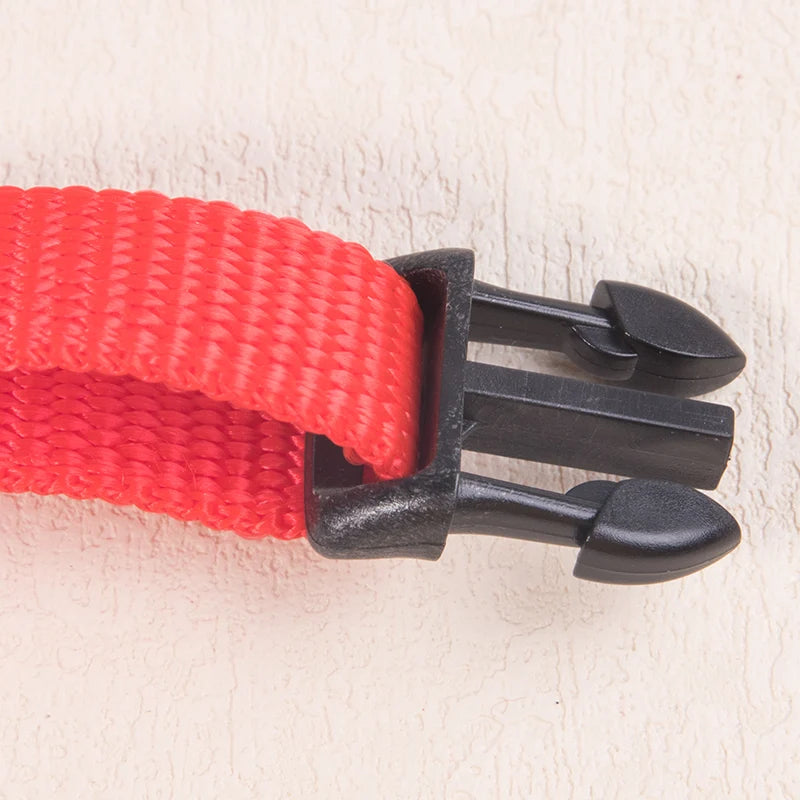 Red adjustable pet scarf with black clasps for dogs and kittens