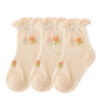 A pack of three thin, light beige summer casual baby socks for kids.