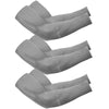 Gray unisex sun protection arm sleeves shown in a stacked arrangement.