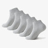 A stack of light gray thin ankle socks for athletic and daily wear.