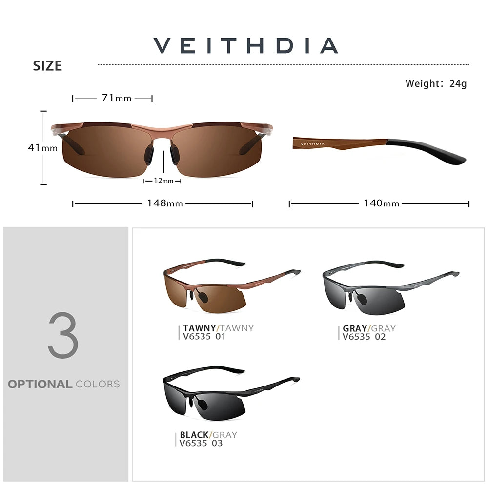 Rimless Polarized Sunglasses for Men | Lightweight Aluminum-Magnesium Frame with UV400 Protection