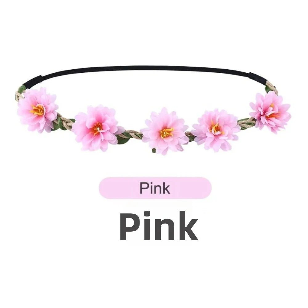 Pink floral rose wreath crown headpiece