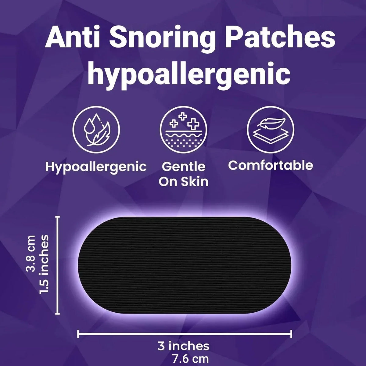 Anti-Snoring-Patches mit Symbolen für hypoallergen, sanft zur Haut und bequem für die Nasenatmung