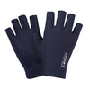 Ein Paar dunkelblaue Allwetter-Sport- und Rennhandschuhe zum Angeln, flach dargestellt.