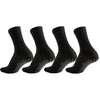 A set of black athletic grip socks shown from the side.