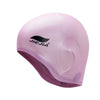 A pink universal silicone swimming cap shown from the side.