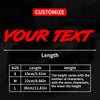 Graphique montrant les options de taille pour les autocollants de texte personnalisés, incluant petites, moyennes et grandes 