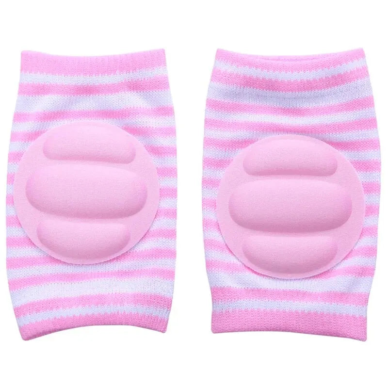 Par de rodilleras y manguitos para piernas a rayas rosa y blanco para niños pequeños