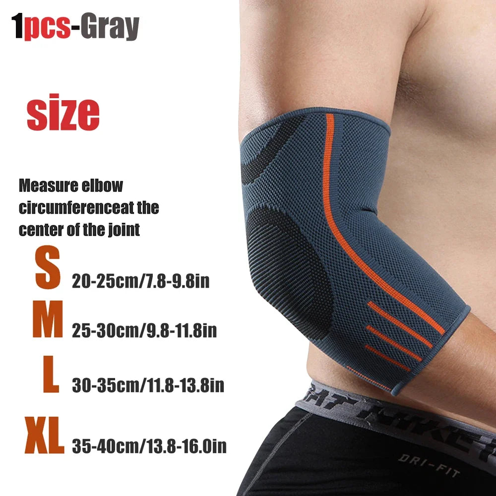 Gray elbow compression sleeve for wrist and elbow support