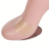 A close-up view of a pink invisible silicone blister patch designed for foot protection.