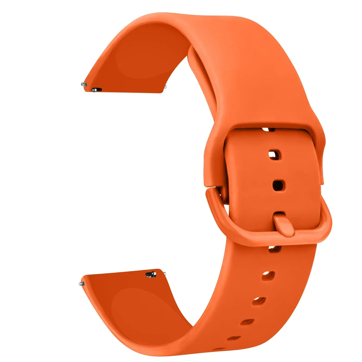 Orange silicone watch strap for Huawei and Honor watches shown in a curved shape.