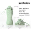 A light green collapsible silicone sports water bottle with a screw cap and carrying strap.