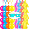 A set of ten bright colored portable disposable rain ponchos for outdoor activities