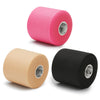 Rollos de cinta de espuma deportiva rosa y negro vistos desde el lado.