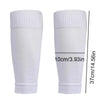 A pair of white non-slip football socks and knee pads for sports, shown vertically.