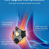A black ankle brace is shown protecting an ankle joint, highlighting features like two-way binding and tendon strengthening.