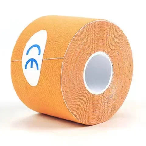 Roll of orange kinesiology tape for athletic recovery