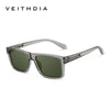 A pair of matte olive green square sunglasses with silver frames shown against a white background.