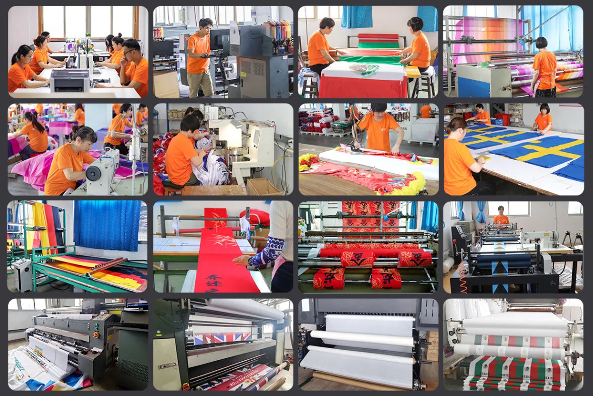 Various views of a 4-sided elastic arm sleeve for UV protection being manufactured and inspected.