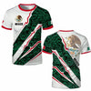 A white and green graphic men's t-shirt featuring the Mexican flag design and an eagle motif.