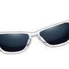 A pair of gradient mirrored sunglasses with clear frames and dark lenses.