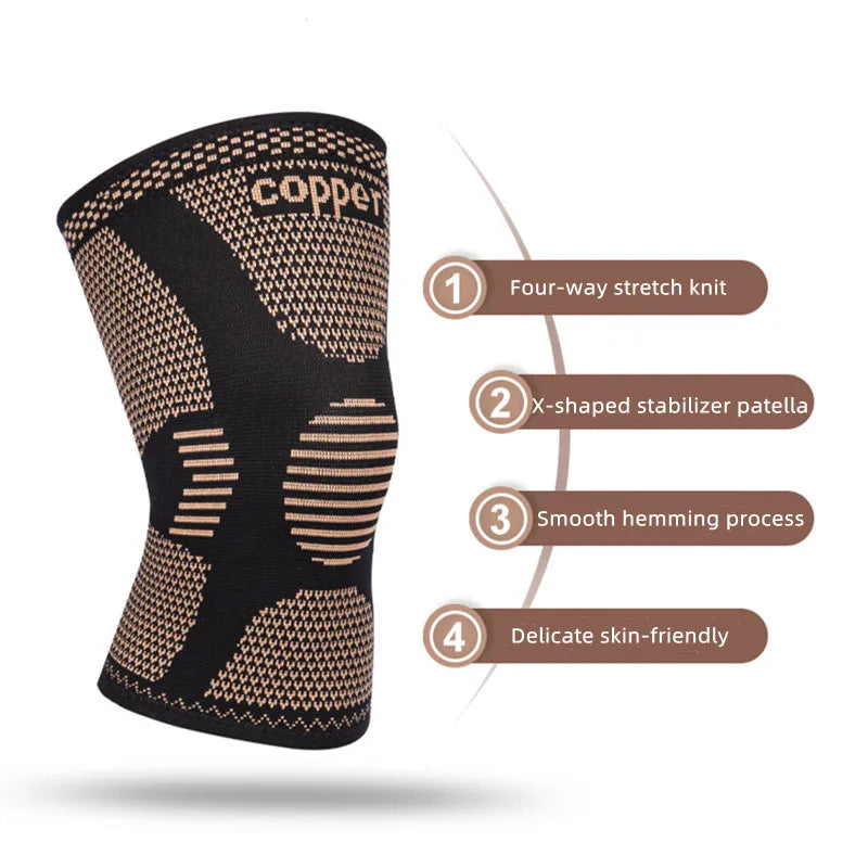 Copper Fiber Compression Knee Sleeve for Sports Support