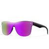 Purple-tinted frameless sport sunglasses with black arms shown against a white background.