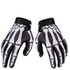 A pair of black and white full-finger motocross and off-road cycling gloves.