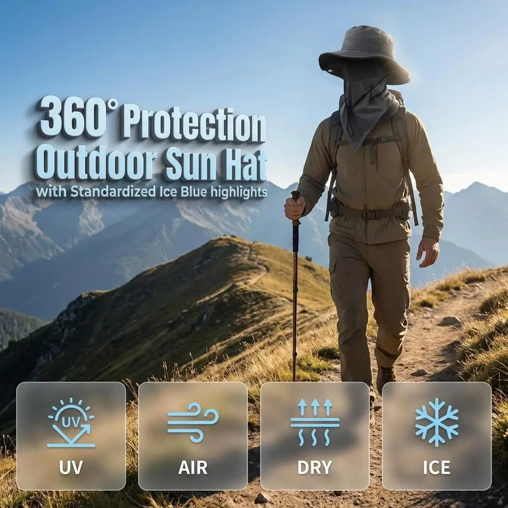 Breathable Fisherman Hat with Detachable Face Mask