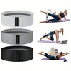 A set of black fabric resistance bands shown in various forms and used for glute and leg workouts.