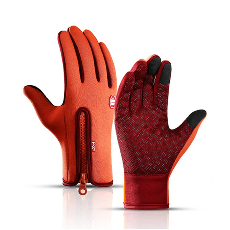 Touchscreen Warm Winter Gloves with Zipper Closure