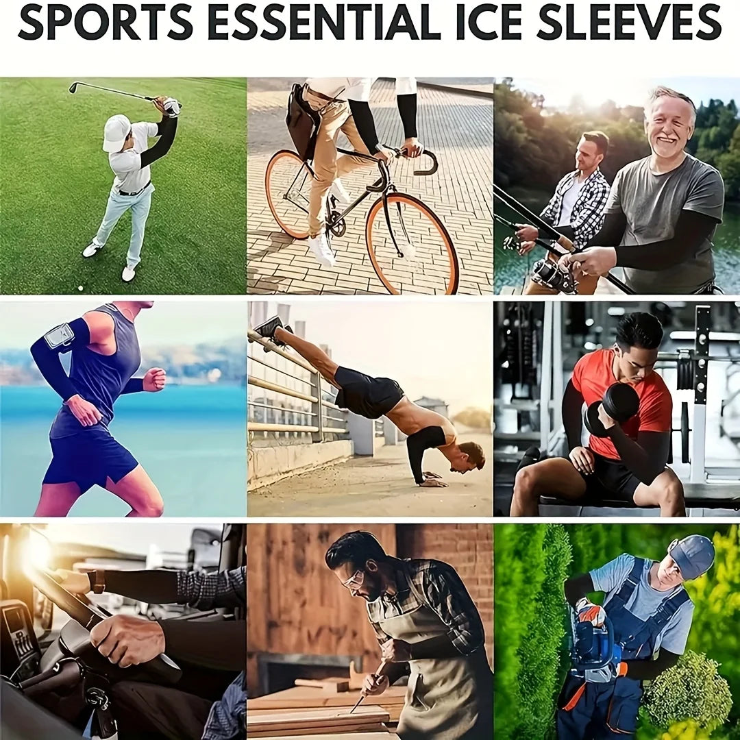 Collection de manchons de glace et gants de protection solaire pour activités de plein air.