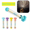 A light blue water gun with a long barrel and several colored plastic cartridges for outdoor fun.