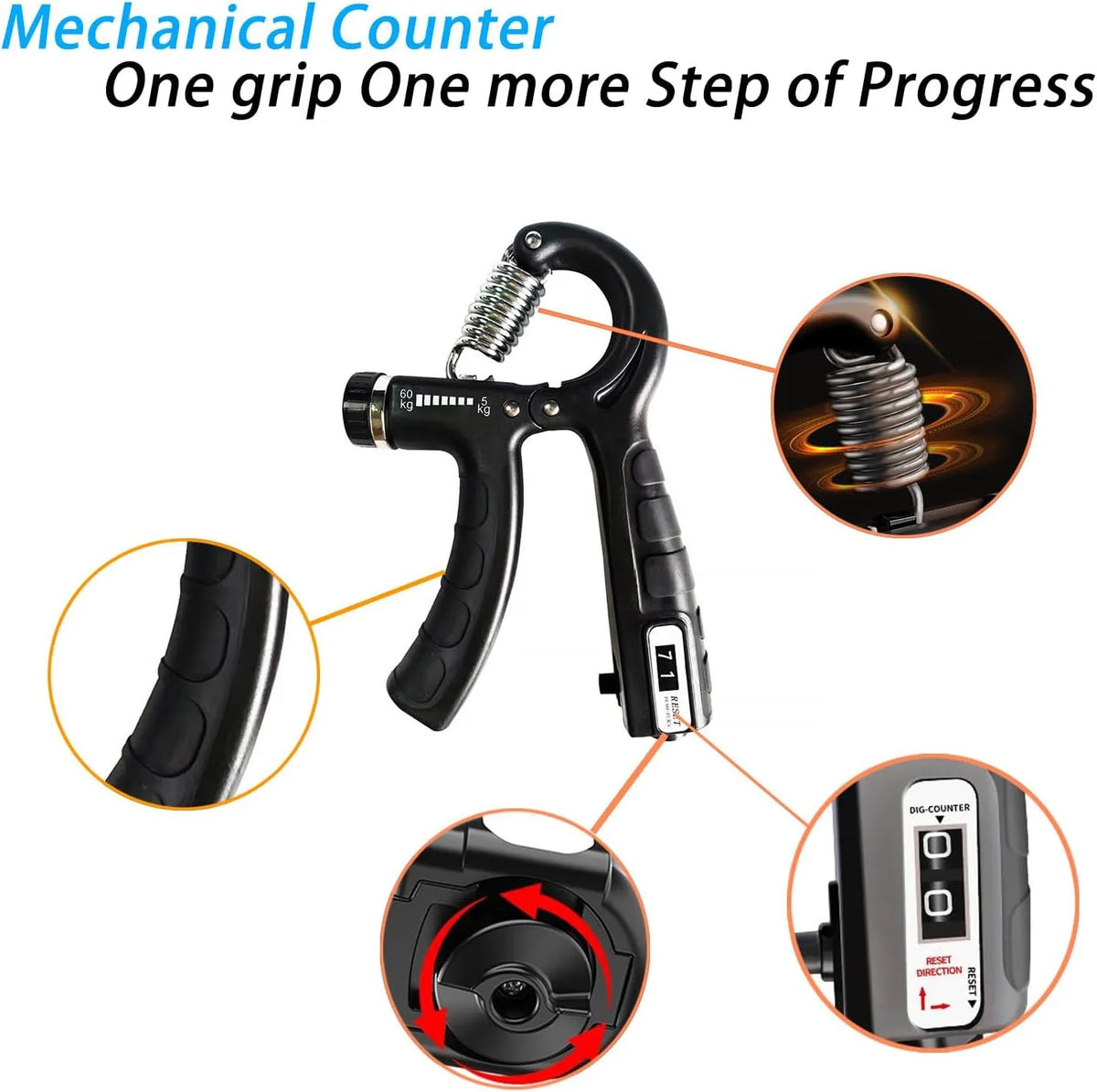 Adjustable Hand Grip Strengthener with Counter