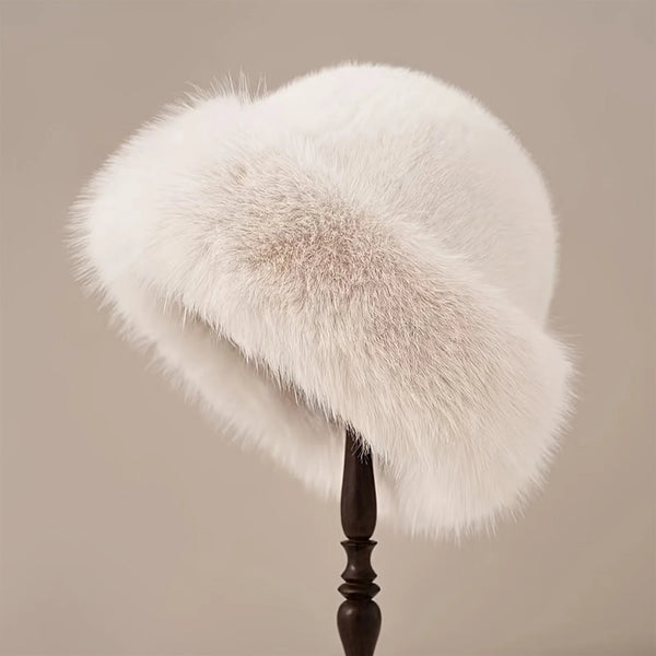 Women's Plush Fur-Trimmed Winter Hat with Ear Protection