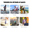 Collage von UV-Schutz-Armschlägen für verschiedene Sportarten wie Laufen, Radfahren und Outdoor-Aktivitäten