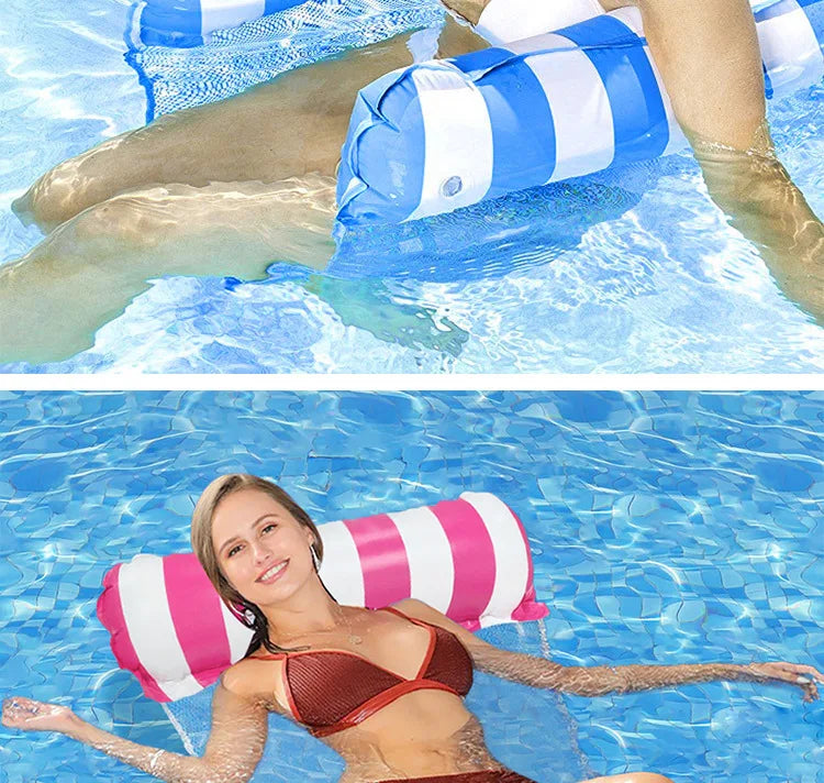 Striped Inflatable Pool Hammock for Adults