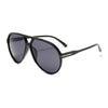 Schwarze Pilot-Sonnenbrille mit Farbverlaufslinse und goldenen Akzenten